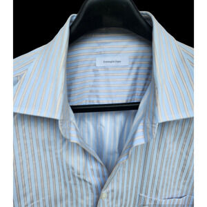 Ermenegildo Zegna Stripes Long-Sleeves Cotton Shirt 46/18
